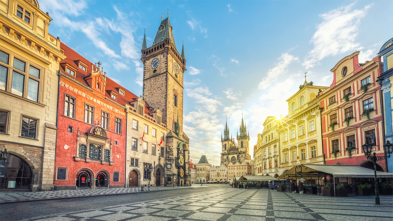 Gata i Prag med gastronomiska uret